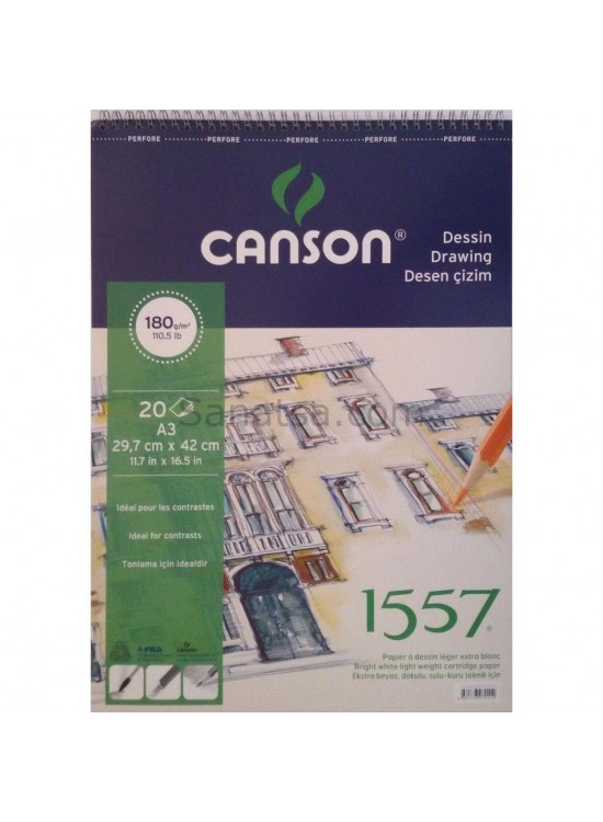 Canson Teknik Resim Defteri Blok Üstten Spiralli 40 YP A3 120 GR FCNS12040A3US