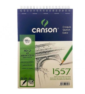 Canson Teknik Resim Defteri Blok Üstten Spiralli 40 YP A5 120 GR FCNS12040A5US