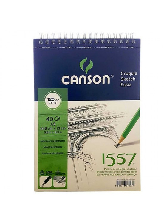 Canson Teknik Resim Defteri Blok Üstten Spiralli 40 YP A5 120 GR FCNS12040A5US
