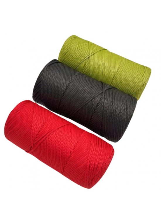 Çanta Aksesuar Polyester Makrome Set  (Kırmızı, Fıstık Yeşil, Antrasit)