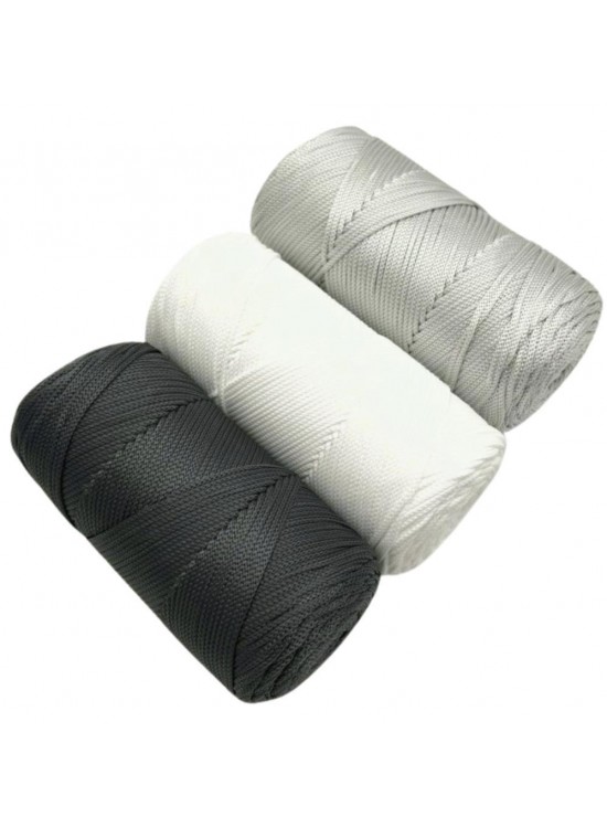 Çanta Aksesuar Polyester Makrome Set  (Koyu Gri, Açık Gri, Beyaz)