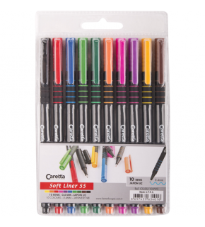 Caretta Softliner Keçeli Kalem 0.4 MM Karışık Renk 10 LU CS-55