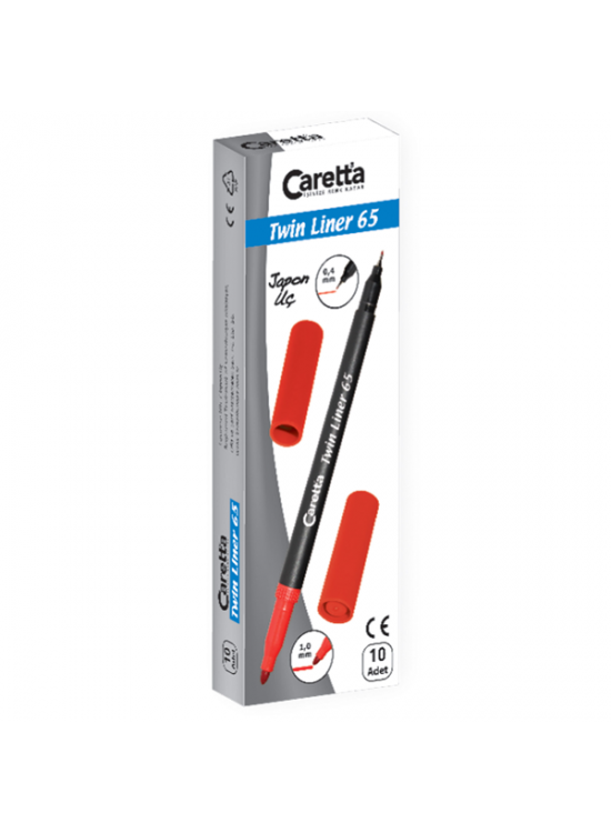 Caretta Twinliner Çift Uçlu Keçeli Kalem 0.4 MM-1.0 MM Mor 65/12 (1 Adet)