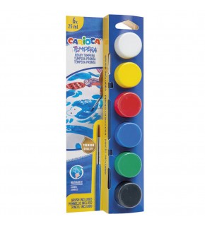 Carioca Tempera Suluboya Süper Yıkanabilir Fırçalı 25 ML 6 Renk 40433