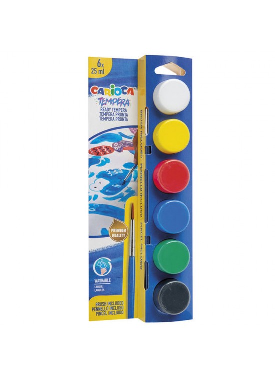 Carioca Tempera Suluboya Süper Yıkanabilir Fırçalı 25 ML 6 Renk 40433 Carioca Tempera Suluboya Süper Yıkanabilir Fırçalı 25 ML 6 Renk 40433