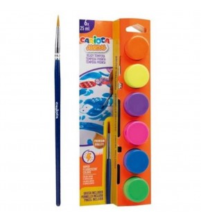 Carioca Tempera Suluboya Süper Yıkanabilir Fırçalı 25 ML 6 Renk Fosforlu 40486