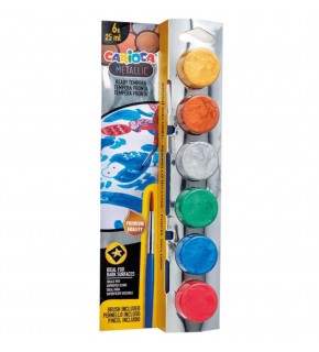 Carioca Tempera Suluboya Süper Yıkanabilir Fırçalı 25 ML 6 Renk Metalik 40426