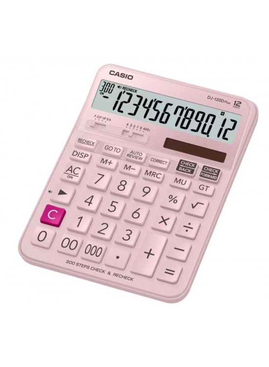 Casio DJ-120D Plus Pembe İşlem Kontrollü 12 Hane Masa Üstü Hesap Makinesi