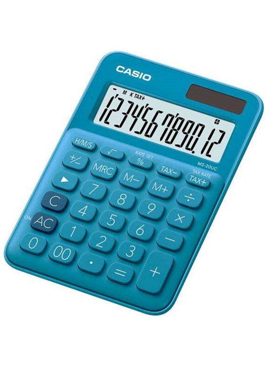 Casio Hesap Makinesi Masaüstü 12 Hane Mavi MS-20UC-BU