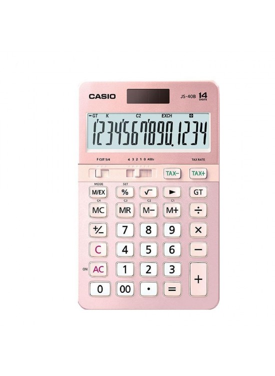 Casio JS-40B-PK Pembe Profesyonel 14 Hane Masa Üstü Hesap Makinesi