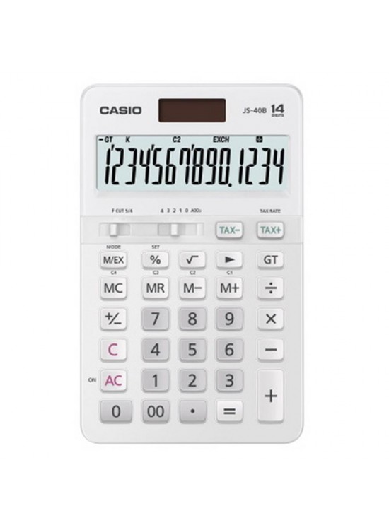 Casio JS-40B-WE Beyaz Profesyonel 14 Hane Masa Üstü Hesap Makinesi