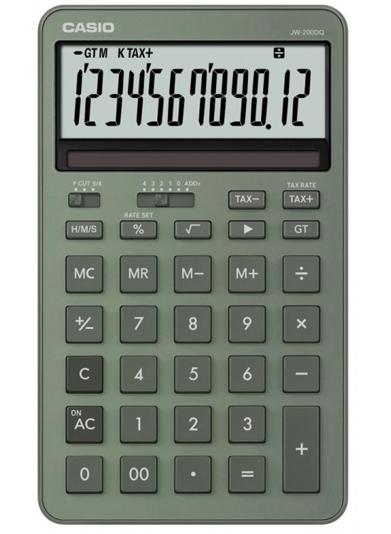 Casio JW-200DQ-GN 12 Hane Puslu Yeşil Masa Üstü Hesap Makinesi