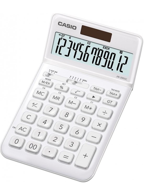 Casio JW-200SC-WE 12 Hane Beyaz Masa Üstü Hesap Makinesi