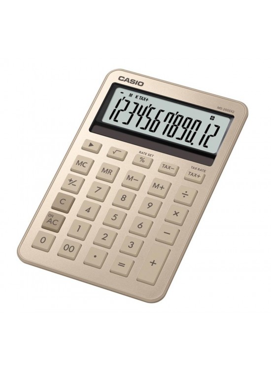 Casio MS-200DQ-GD 12 Hane Parlak Gold Masa Üstü Hesap Makinesi