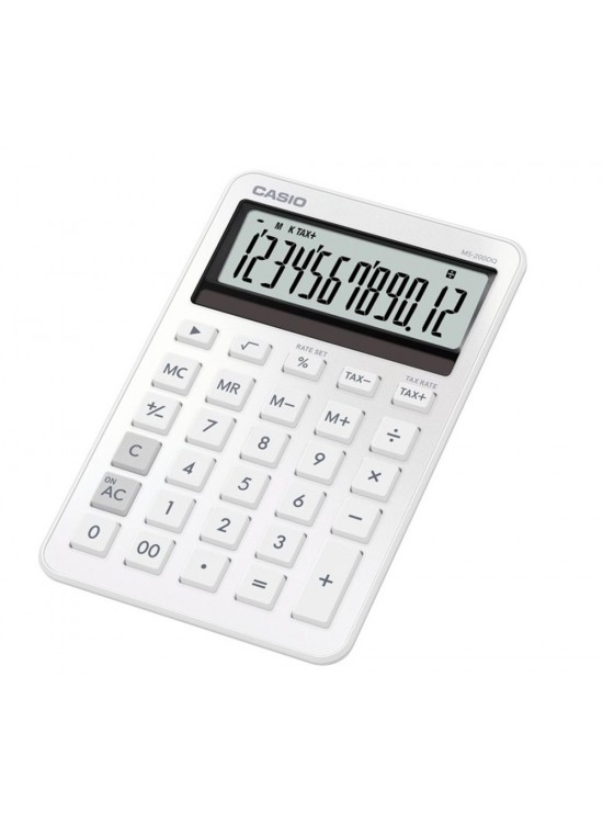 Casio MS-200DQ-WE 12 Hane Beyaz Üstü Hesap Makinesi Casio MS-200DQ-WE 12 Hane Beyaz Üstü Hesap Makinesi