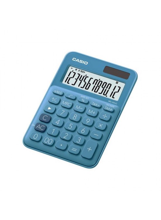 Casio MS-20UC-BU 12 Hane Mavi Masa Üstü Hesap Makinesi