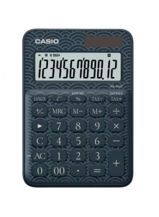 Casio MS-20UC-JBU 12 Hane Lacivert Desenli Masa Üstü Hesap Makinesi
