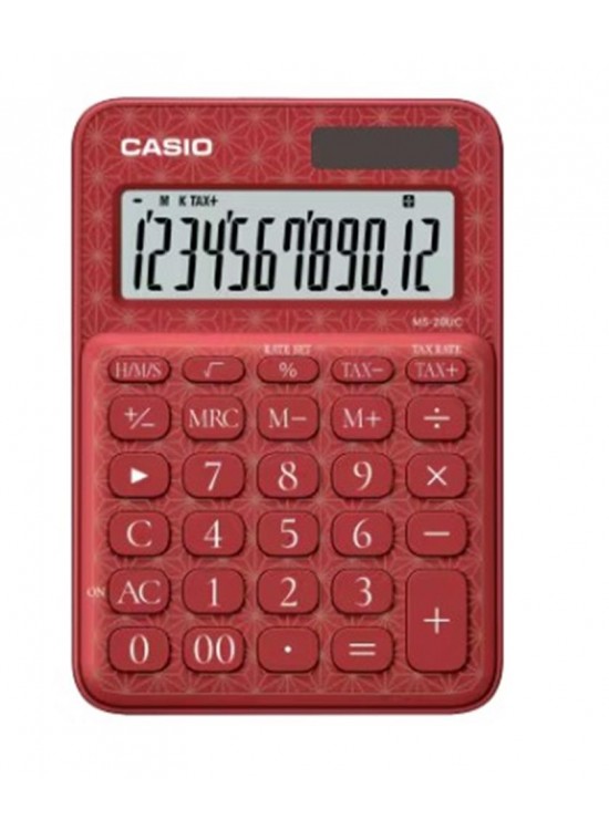 Casio MS-20UC-JRD 12 Hane Kırmızı Desenli Masa Üstü Hesap Makinesi