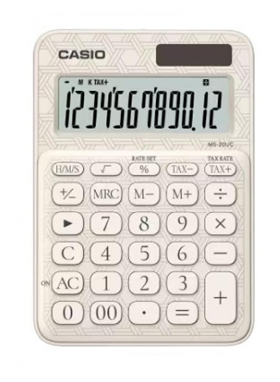 Casio MS-20UC-JWE 12 Hane Beyaz Desenli Masa Üstü Hesap Makinesi
