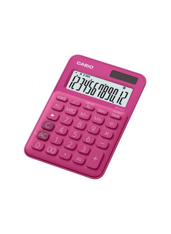 Casio MS-20UC-RD 12 Hane Koyu Pembe Masa Üstü Hesap Makinesi