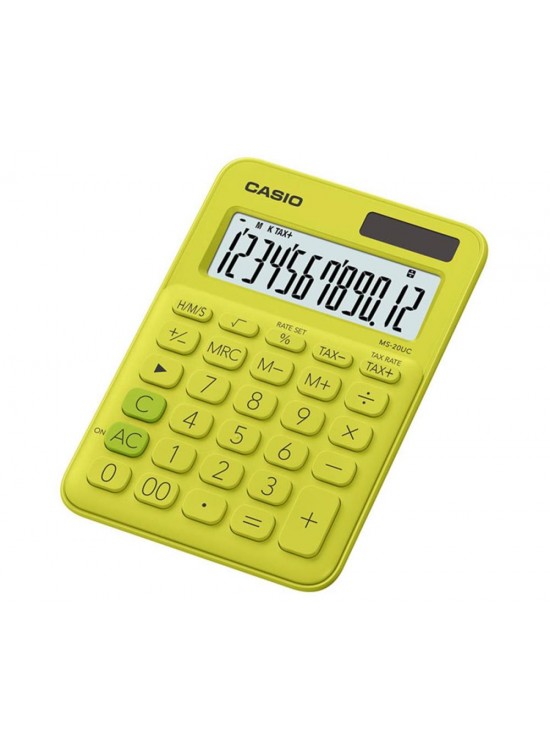 Casio MS-20UC-YG 12 Hane Sarı Masa Üstü Hesap Makinesi