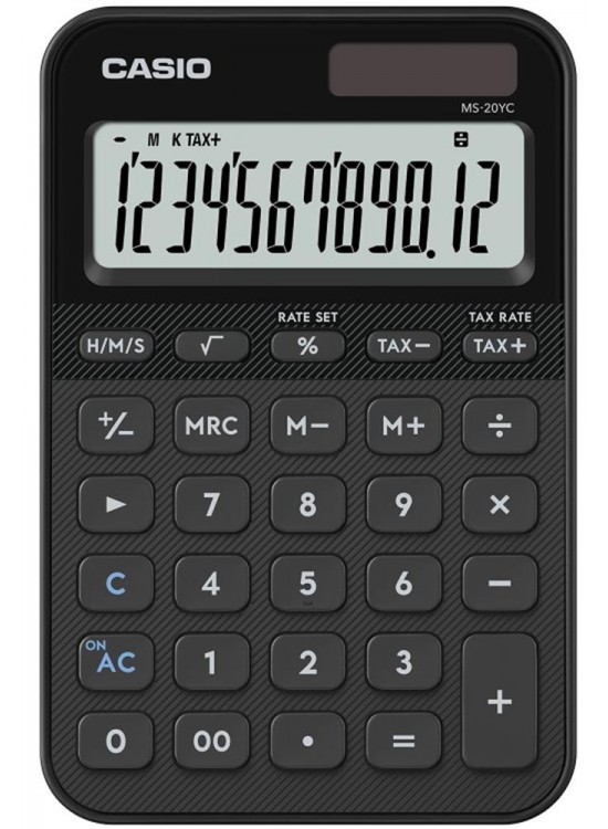 Casio MS-20YC-BK 12 Hane Siyah Masa Üstü Hesap Makinesi