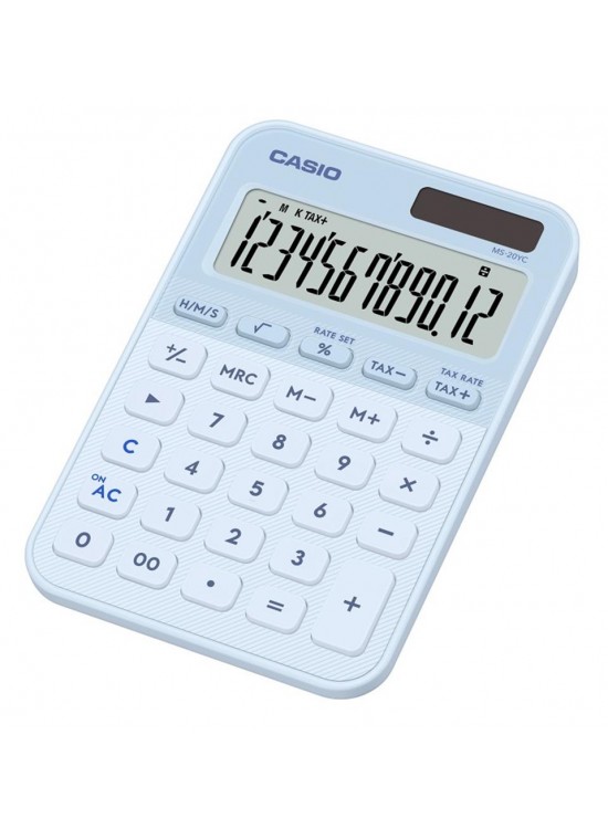 Casio MS-20YC-LB 12 Hane Açık Mavi Masa Üstü Hesap Makinesi