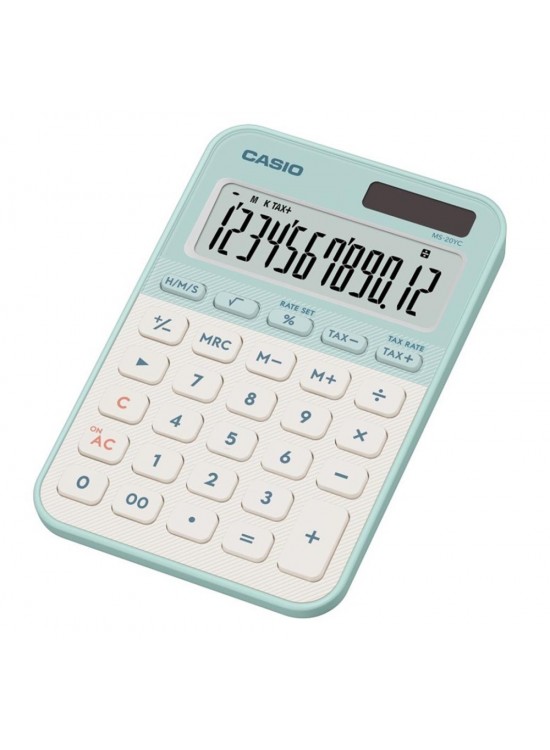 Casio MS-20YC-LG 12 Hane Pastel Yeşil Beyaz Masa Üstü Hesap Makinesi