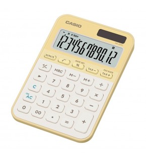 Casio MS-20YC-LY 12 Hane Pastel  Sarı Krem Masa Üstü Hesap Makinesi