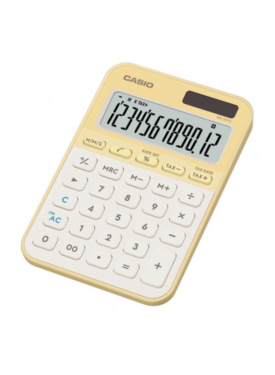 Casio MS-20YC-LY 12 Hane Pastel  Sarı Krem Masa Üstü Hesap Makinesi