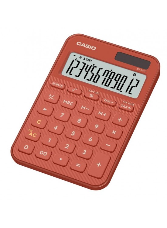 Casio MS-20YC-RD 12 Hane Kırmızı Masa Üstü Hesap Makinesi