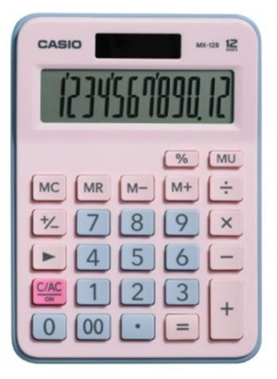Casio MX-12B-PKLB Açık Pembe+Açık Mavi 12 Hane Masa Üstü Hesap Makinesi
