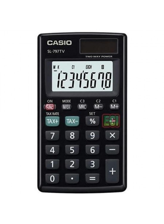Casio SL-797TV-BK 8 Hane Siyah Cep Tipi Hesap Makinesi Casio SL-797TV-BK 8 Hane Siyah Cep Tipi Hesap Makinesi