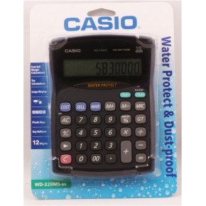 Casio WD-220MS-BU 12 Hane Suya-Toza Dayanıklı Masa Üstü Hesap Makinesi