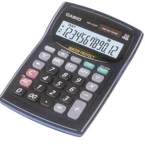 Casio WM-220MS-BU 12 Hane Mavi Suya-Toza Dayanıklı Masa Üstü Hesap Makinesi