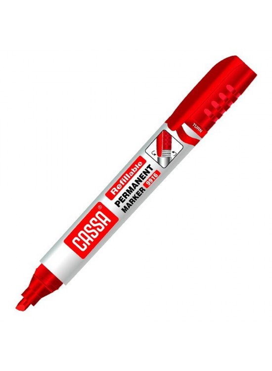 Cassa Markör Permanent Kesik Uçlu Kırmızı 9916 (1 Adet)