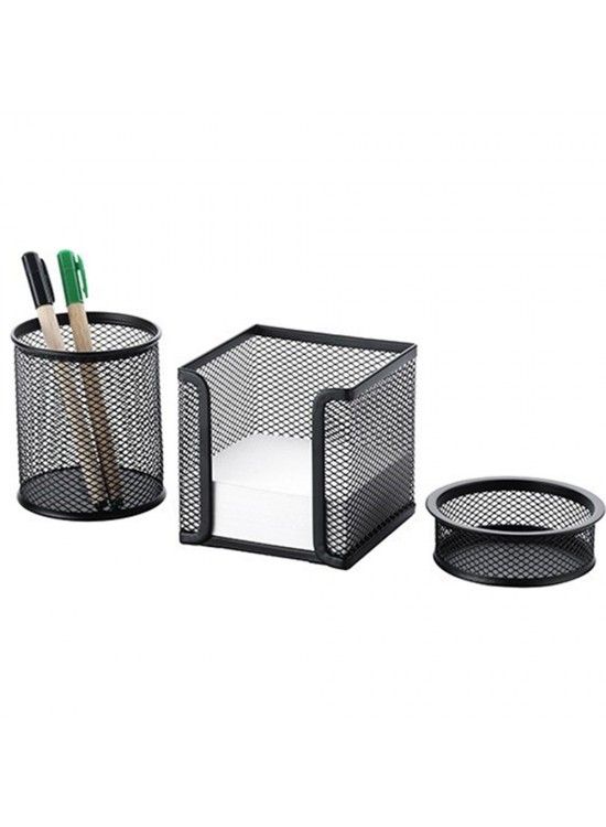 Cassa Masa Seti Kalemlik Ataşlık Kağıtlık Seti Perforeli Siyah 8915