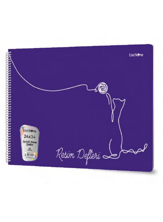 Çınar Resim Defteri Spiralli Plastik Kapak 25 YP 24x34 33006 (1 Adet)