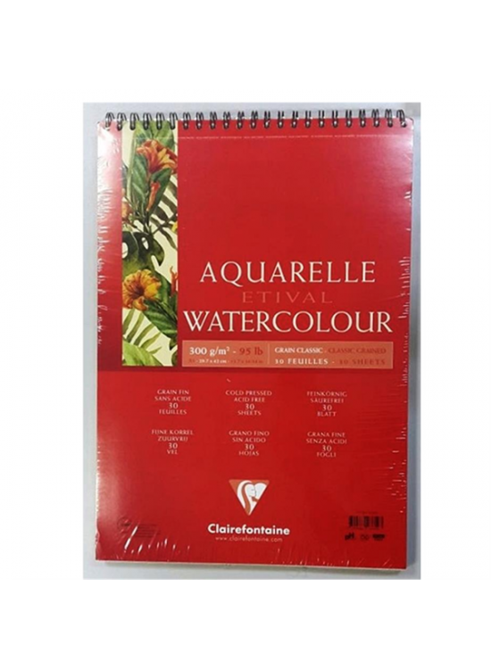 Claırefontaıne Teknik Resim Kağıdı Sulu Boya Etival Classıc Üsten Spiralli A3 300 GR EK93619