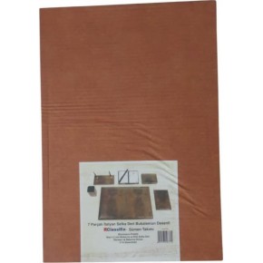 Classifix Sümen Takımı 7 Parça İtalyan Selka Deri Bukalemun Desenli Kahve