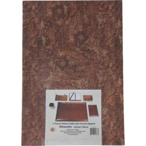 Classifix Sümen Takımı 7 Parça İtalyan Selka Deri Kırımlı Desenli Kahve