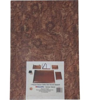 Classifix Sümen Takımı 7 Parça İtalyan Selka Deri Kırımlı Desenli Kahve