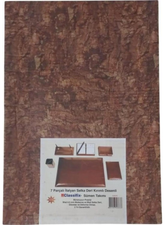 Classifix Sümen Takımı 7 Parça İtalyan Selka Deri Kırımlı Desenli Kahve