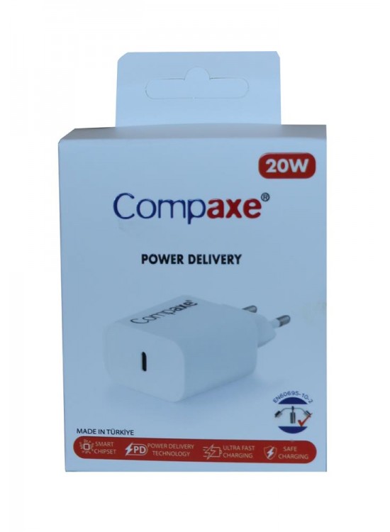 Compaxe CTA-200C PD USB-C 3.0 20W Ev Şarj Kafa