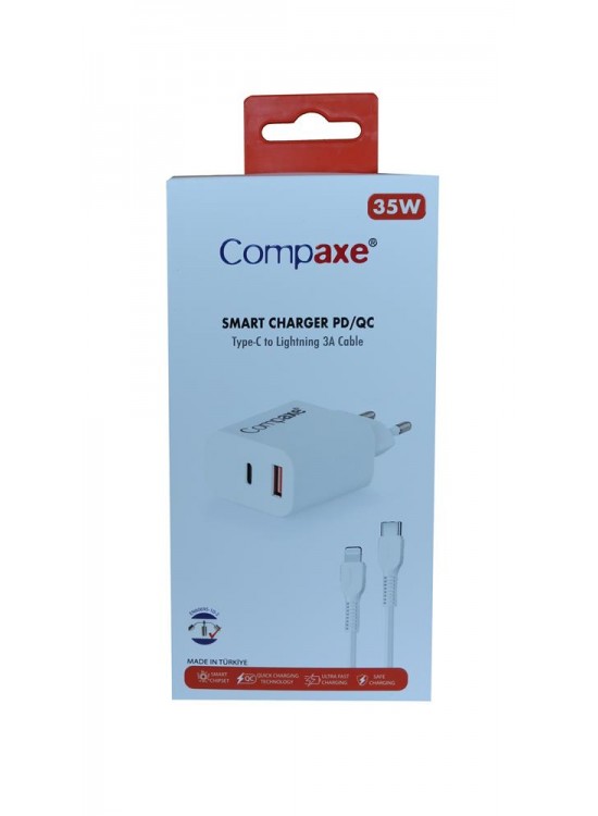 Compaxe CTA-350TI 35W 5V 3A PD-QC+ Type-C To Lightning Şarj Kablosu