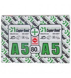 Copier Bond A5 Fotokopi Kağıdı 80gr-500 li 1 koli= 10 Paket