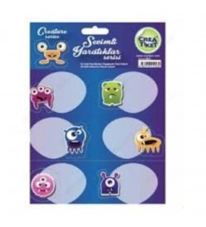Creaworld Tiket Okul Etiketi Sevimli Yaratıklar 3 LÜ 1003