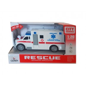 Ctoy Oyuncak Işıklı Ve Sesli Sürtmeli Ambulans 1:20 WY670A