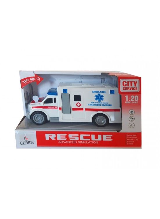 Ctoy Oyuncak Işıklı Ve Sesli Sürtmeli Ambulans 1:20 WY670A Ctoy Oyuncak Işıklı Ve Sesli Sürtmeli Ambulans 1:20 WY670A