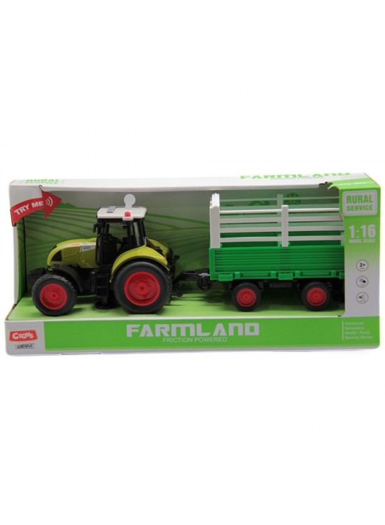 Ctoy Sesli Ve Pilli Römorklu Traktör 1:16